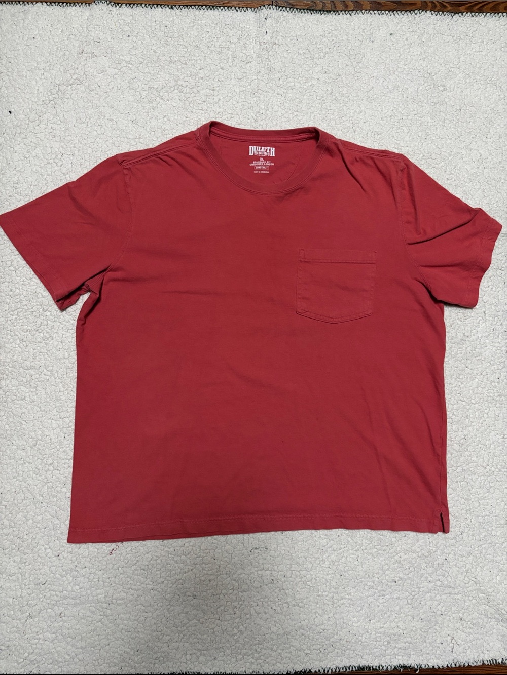 Duluth Trading Co Men's Salmon Red Crewneck Pocket Tee